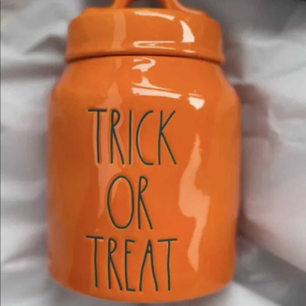 Rae Dunn orange trick or treat canister (baby)